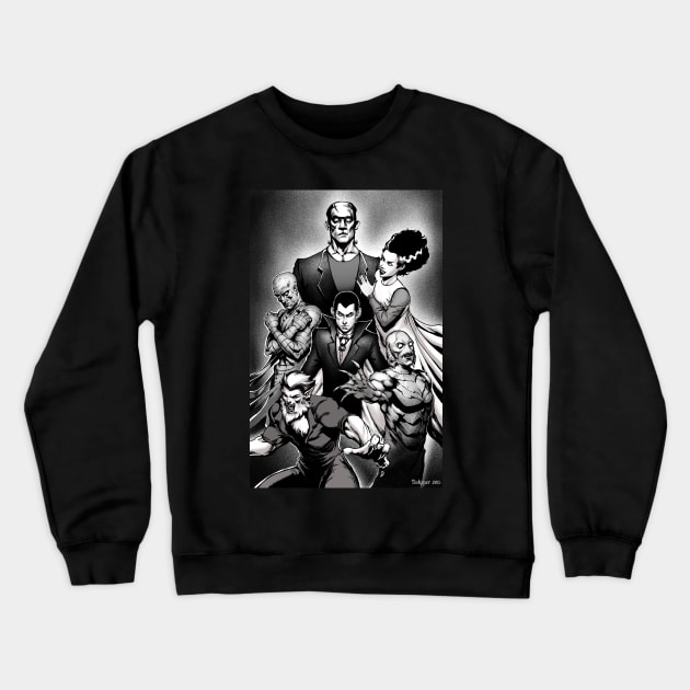 Classic  Monsters Crewneck Sweatshirt by Damian Aviles Art